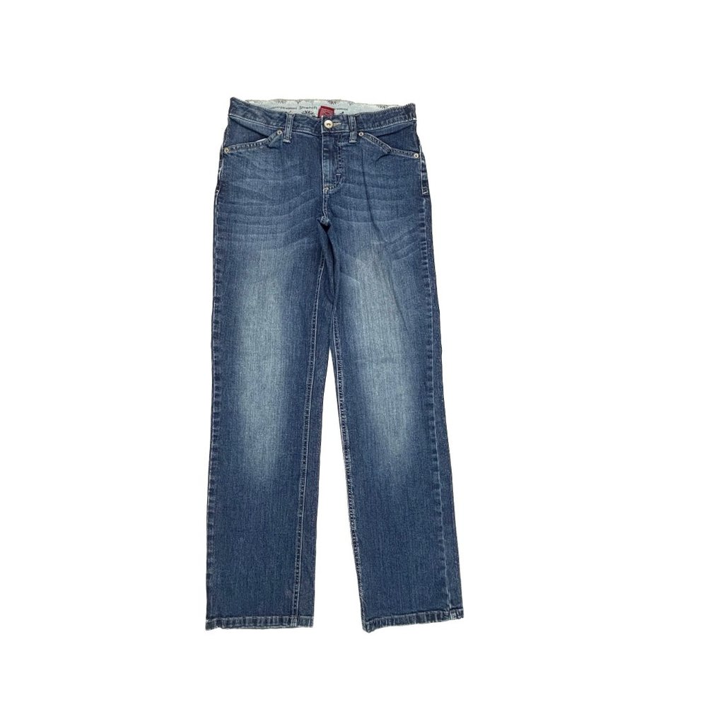 Merona Straight Jeans Womens 6 Dark Blue Comfort No Gap Waistband Denim
